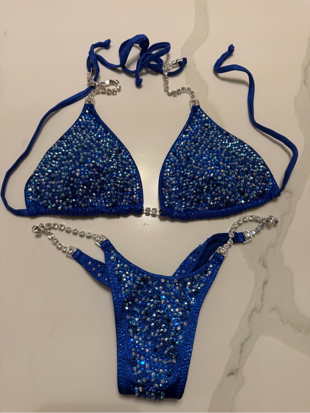 Toxic Angelz Bikini Royal Blue Crystal Bikini Competition Suit